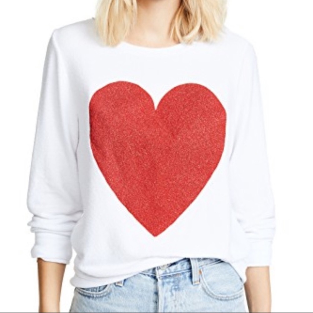 Wildfox Gold Sparkle Heart Beach Jumper